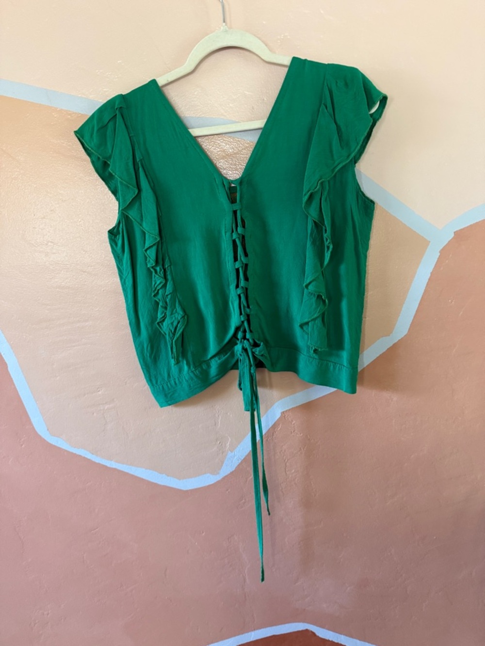 Oaxacan Embroidered Flutter Sleeve Top - Picture 6 of 7